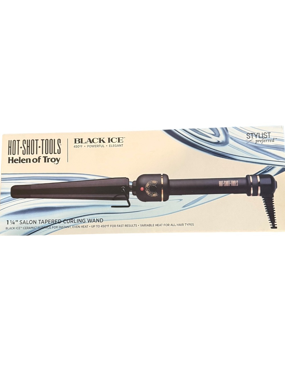 Hot Shot Tools Black Ice 1¼" Tapered Curling Wand - Black